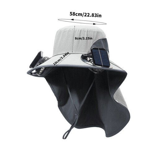 Adjustable Breeze Cooling Sun Hat Solar Powered Solar-Dark Grey 1