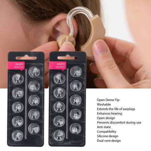 20pcs Transparent Silicone Open Ear Dome Tips for Minifit 8mm 2