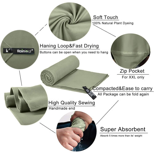 Rainleaf Microfiber Towel – Quick Dry, Super Absorbent, 6 2