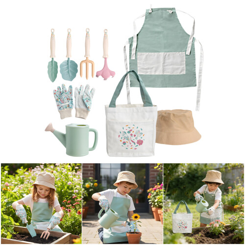 Complete Children Gardening Set Includes 9 Essential-White 1
