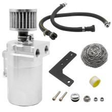 Car Breather Oil Pot Kit with Air Fiter Oil Separator for Chevy Silverado 19-20 Sierra 19-20 Silver