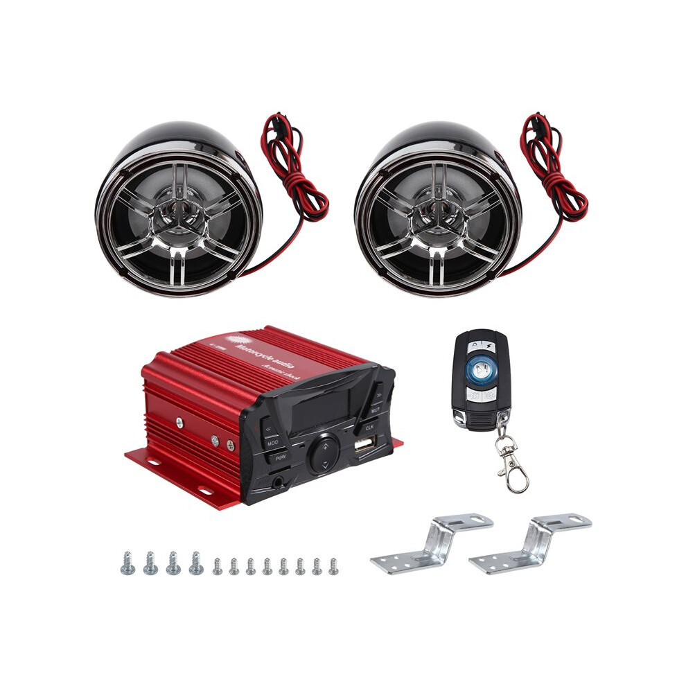 12V Motorcycle Antitheft Stereo Speaker 4 Channel High Power Fm Radio Mp3 Stereo Speakers With Lcd Display 6031369108919