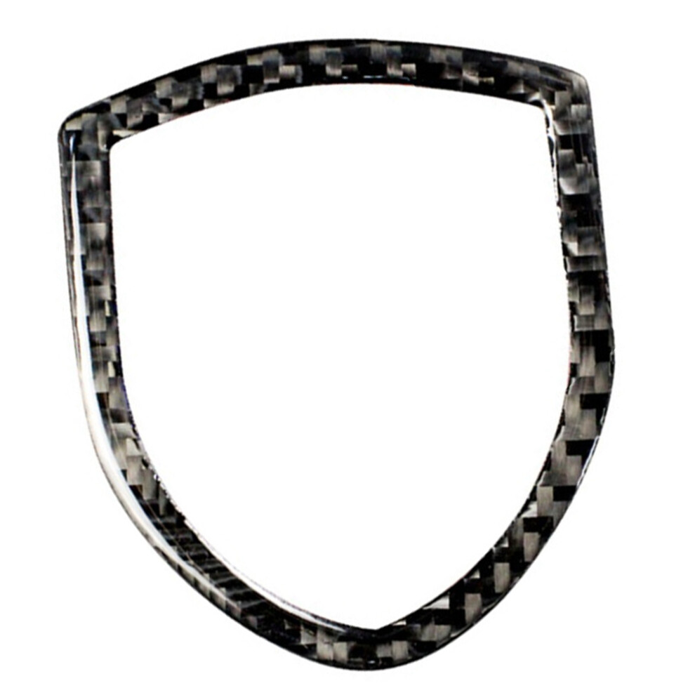 Car Exterior Front Logo Emblem Trim Cover Frame Carbon Fiber Fit For - Cayenne Macan 2014-2019 Black 6032783439658