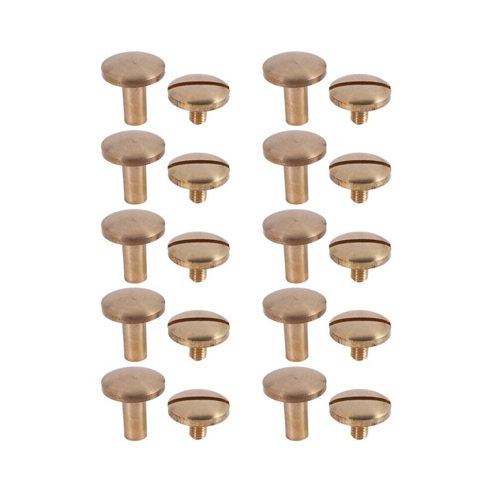 10X Arc Solid Brass Button Stud Screw Nail Screw Back Leather Rivet Belt 8Mm 6033314470997
