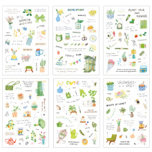6 Blatt wasserfester Scrapbooking-Aufkleber aus PET,- Blume