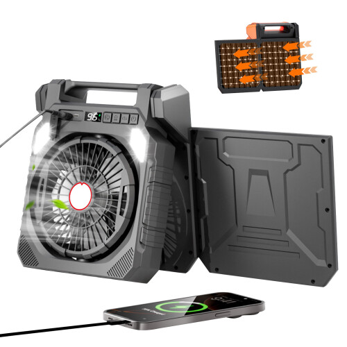 Ventilateur de circulation solaire efficace avec fonction- Noir 2