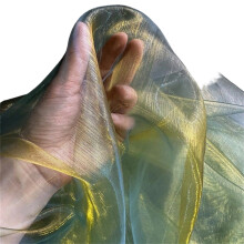 Glinsterende organza stof 50x140cm kleurverloop-Donker goudblauw