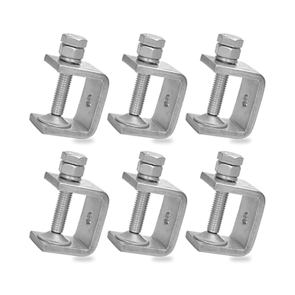 6 Pcs 1 Inch Stainless Steel Small C-Clamp For Woodworking, Heavy Duty Metal U-Clamps Desk Tiger-Clamp 4713199115115