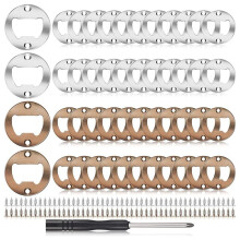 40Sets Beer Bottle Opener Inserts Kits Round DIY Bottle Opener Hardware Kit with Screws Screwdriver For Bottle Opener