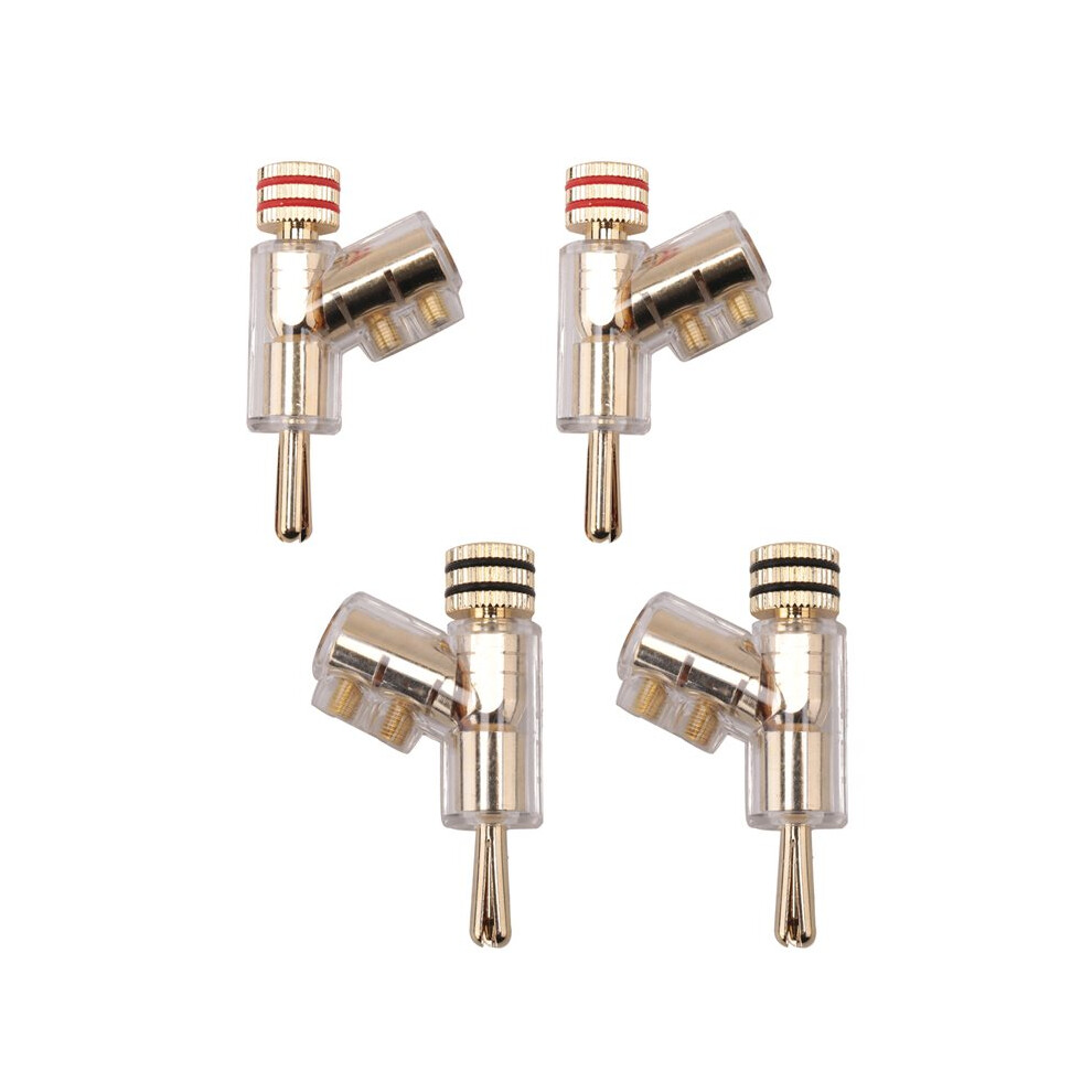 4Pcs Banana Plugs 45 Degree Angled Banana Connectors Screw Locking Connectors For Av Receiver,Amplifier,Speaker Gold 6032926518820
