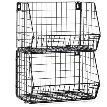 Closet Organizer Hanging Wire Basket Food Storage Mesh Bin Clothes Shelves for Laundry Room Closet Office Home Kitchen