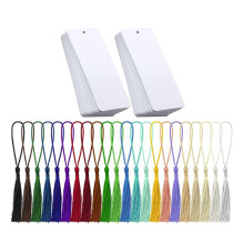 80 Pieces Blank Bookmarks Cardstock with 80 Pcs Colorful Tassels, Paper Bookmarks for DIY Classroom Projects
