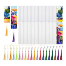 Segnalibro Vuoto a Sublimazione da 35 Pezzi, Segnalibri a Sublimazione a Trasferimento di Calore con Foro e Nappe Colorate da 35 Pezzi