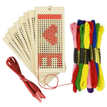 8 PCS Wooden Bookmark Blanks Stitch Kit DIY Wooden Bookmark Ornaments for Kids and Teens