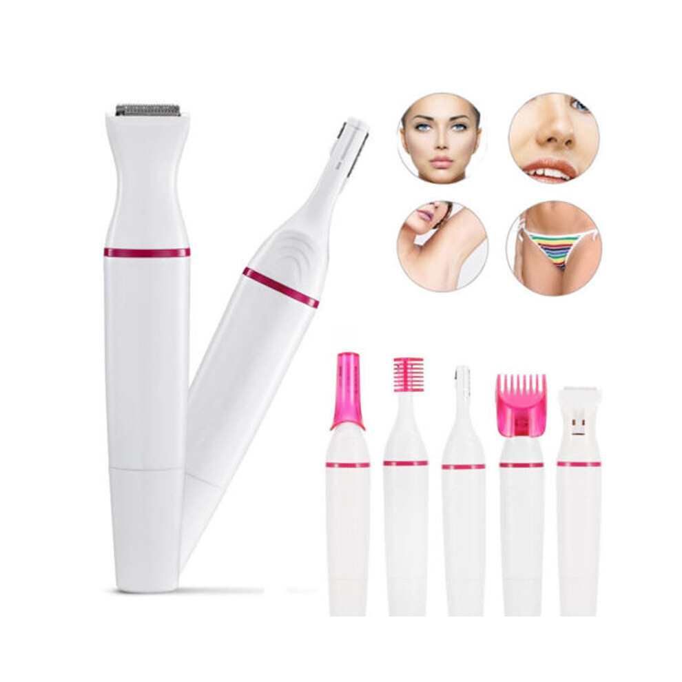 5 In 1 Women Epilator Bikini Eyebrow Nose Trimmer Facial Removal Hair Shaver