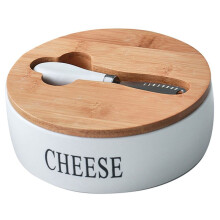 KäSe-Versiegelungsbox, Keramik-Butterteller mit Deckel und Messerset, KäSe-Aufbewahrungstablett, BehäLterbox