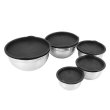 5 Pcs Mixing Bowl,Stainless Steel Stackable Salad Bowl with Airtight Lid,Serving Bowl for Kitchen Cooking Baking,Etc