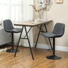 (Grey) HOMCOM Bar Stools Set of 2, Modern Armless Bar Chairs