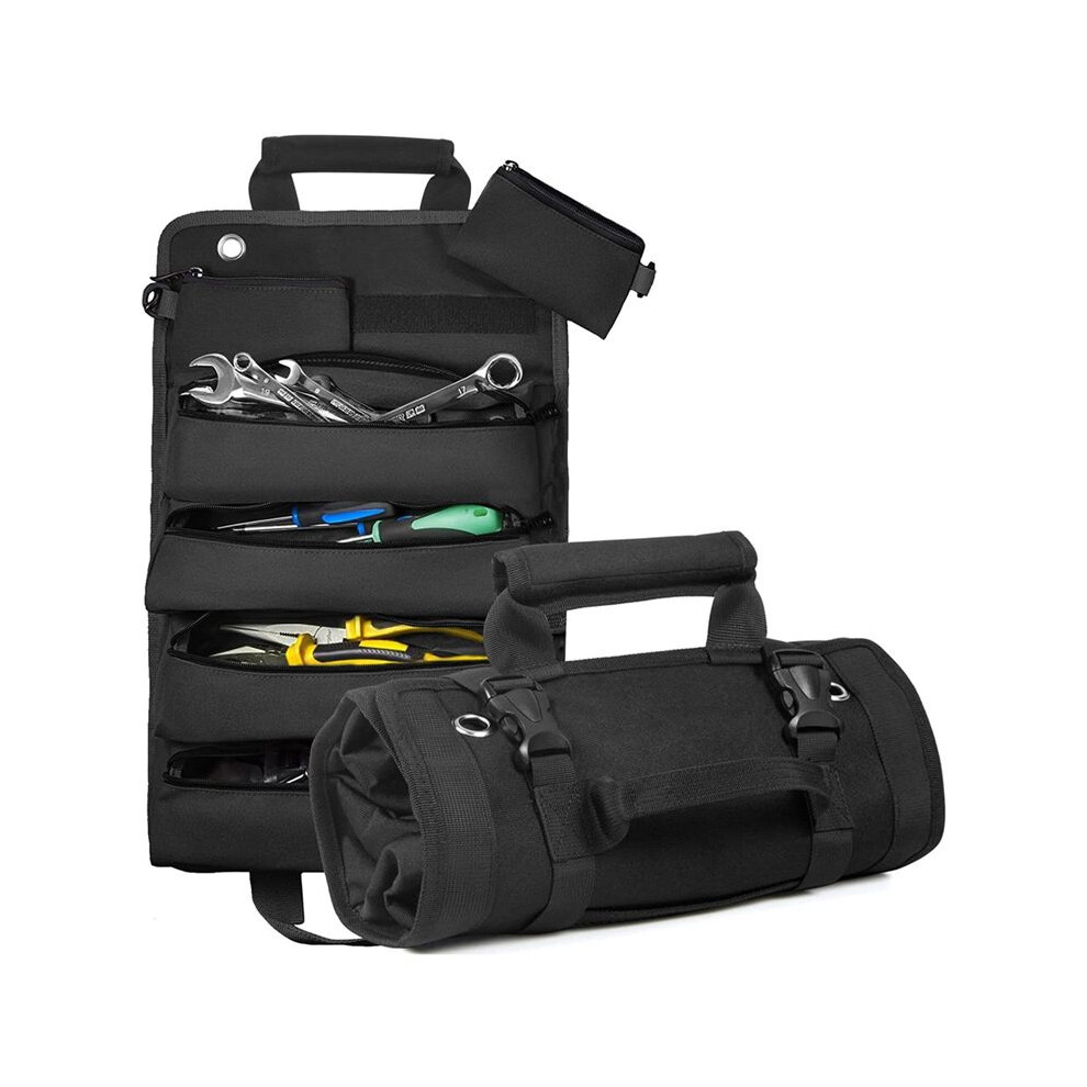 Tool Roll Bag, Roll Tool Organizer With 3 Detachable Pouches, Tool Roll Pouch For Mechanic/Electrician/Motorcycle 4712161827193