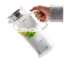 Krugdeckel und Ausguss, Glaskaraffe für Heißes/Kaltes Wasser, Großer Eisteekrug für Kaffee, Saft und Selbstgemachte Getränke