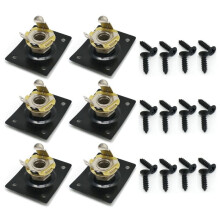 6Pcs Square Guitar Input Jack,Guitar Output Jack Plate, Bass Guitar Jack Socket, Electric Guitar Part Accessories Black