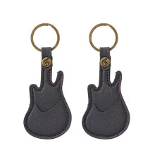 Leren Plectrumkoffer Plectrumhouders met Sleutelhanger Gitaarplectrums Tas voor Plectrumtas Cadeau Zwart