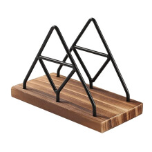 Wooden Napkin Storage,Table Napkin Holder with Black Metal Wire for Indoor Outdoor Home Dining Restaurant Kitchen Decor