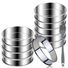 10PCS Premium English Muffin Rings Set-4 Inch Double Rolled Stainless Steel Mold for Baking Tart & Crumpets