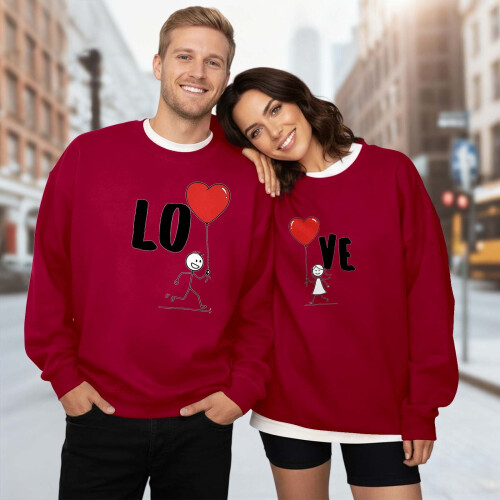 Φούτερ Unisex Casual με Στάμπα και Μακρύ Μανίκι για την Ημέρα του Αγίου Βαλεντίνου 1