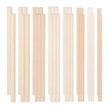 42 Pièces Chevilles en Bois Différentes Tailles Tiges de Cheville Rondes Kit de Bâtons en Bois de Hêtre Bâtons en Bois Dur Inachevé Bricolage