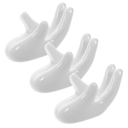 12Pcs Ceramic Hand Shape Egg Stand White Decorative Easter Tabletop 1