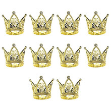 10Pcs Crown Princess Topper Crystal Children Hair Ornaments for Wedding Birthday Party Cake Decorating Tools Golden