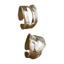 Bague Ouverte Largeur Irrégulière Géométrique Bague Punk Femme Bijoux Cadeau Plaqué Argent