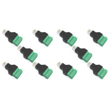 10 Pcs RJ12 Male to 6 Pins Screw Terminal Block Adapter for Cat3 Handset Cable Extension, RJ12 6P6C Modular Connectors