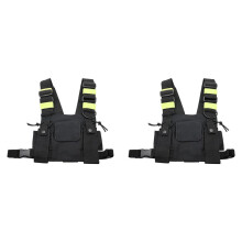 2X Walkie Talkie Double Chest Bag Radio Reflective Chest Harness Holder Bag Vest Rig Walkie Talkies Front Pack Pouch A