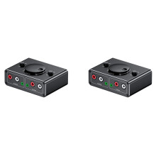 2X Commutatore Audio Bidirezionale Stereo RCA da 3,5 mm 1 In 2 Uscite o 2 In 1 Uscita 3,5 mm 2RCA Commutatore Audio con Pulsante Mute