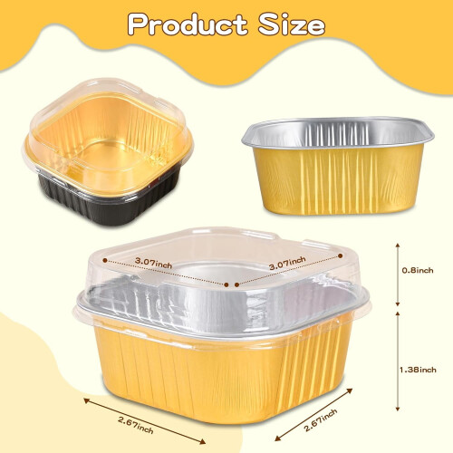 40-Pack 5oz Square Aluminium Mini Cake Pans with Lids 1