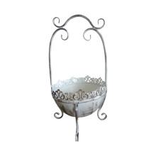 Rural Encouraged Iron Plant Basket-Large vintage white