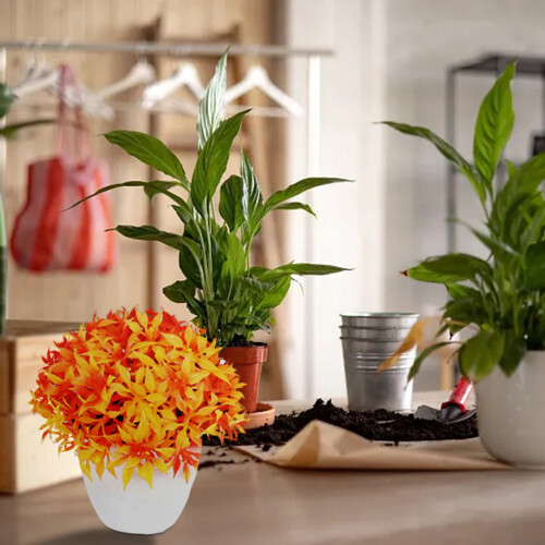 Mini artificial flower in pot decorative topiary 1 piece 2