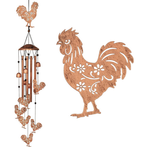 Wind Chime Wrought Iron Crafts Suitable for Balcony-Rooster 03