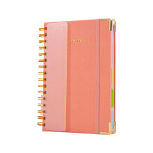Twin Wire Binding Notebook PU Leather Cover Journal 270-pink