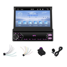 Single Din Car Stereo med Carplay Android Auto 7-Tums Infällbar Pekskärmsradiomottagare med FM EQ SWC