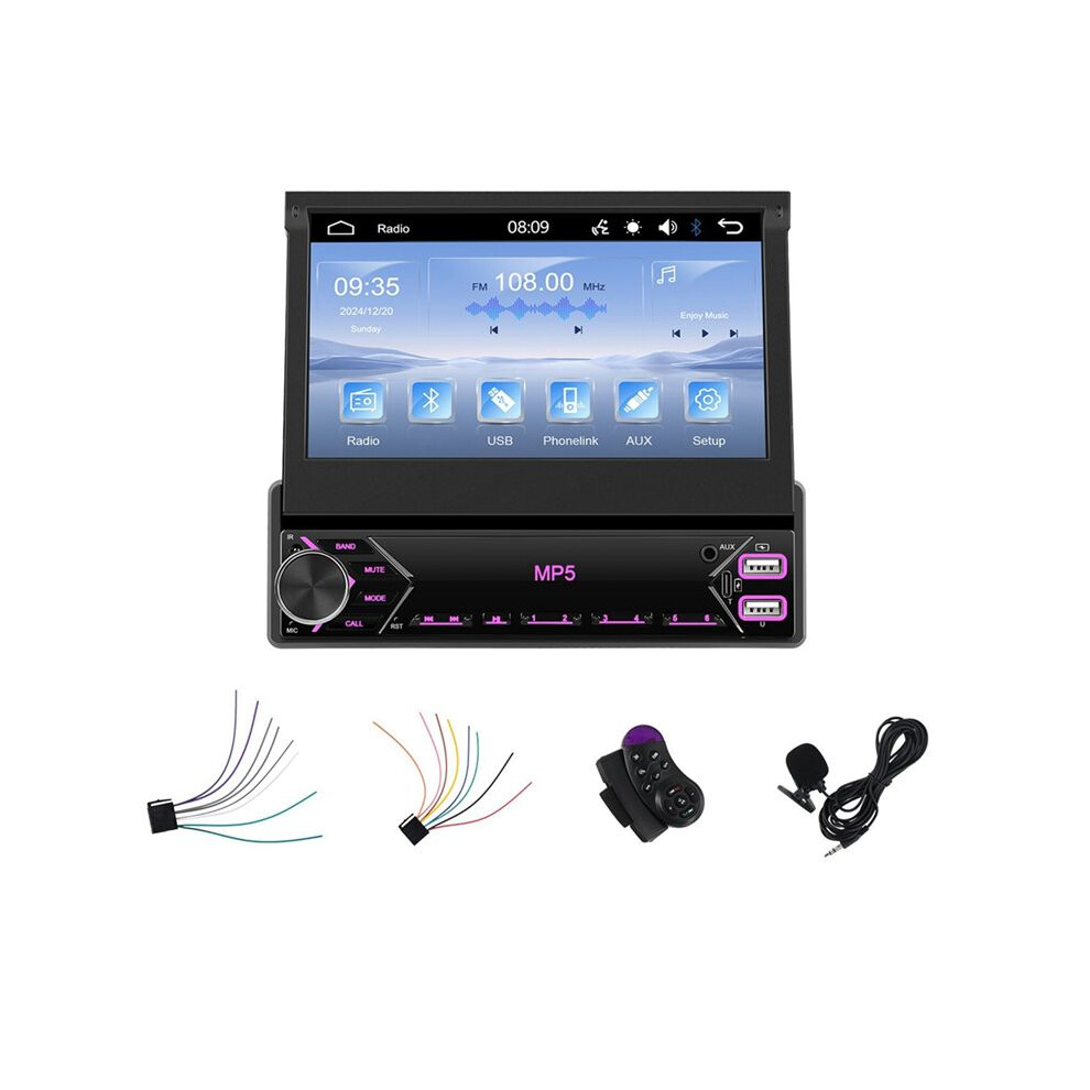 Single Din Car Stereo With Carplay Android Auto 7 Inch Retractable Touchscreen Radio Receiver With Fm Eq Swc 6031862432795