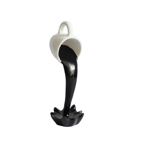 Floating Spilling Coffee Mug Sculpture Resin Decor Black 1