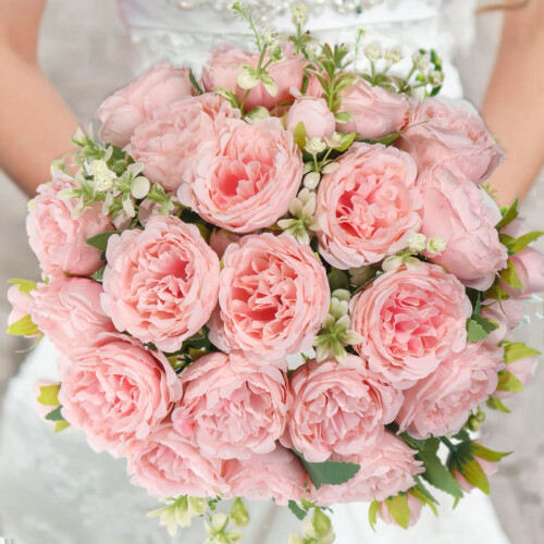 Light Pink Artificial Peonies – 4 Bundles, 12.6" Tall 2