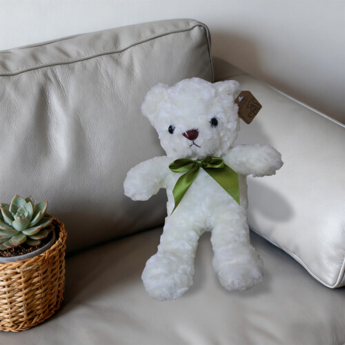 Plüschbär mit Schleife, weiß, 30 cm 1