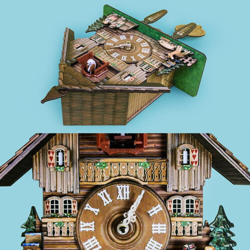 Wood Cuckoo Wall Clock 129x231mm 2