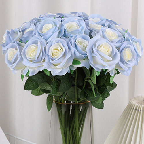 Rosa artificial de seda azul, haste de 50 cm (19,7 polegadas), 1 peça. 1
