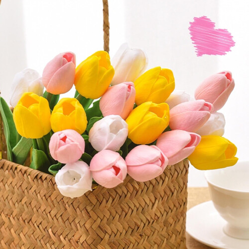 10pcs Realistic Artificial Tulips PU 34cm Purple 2