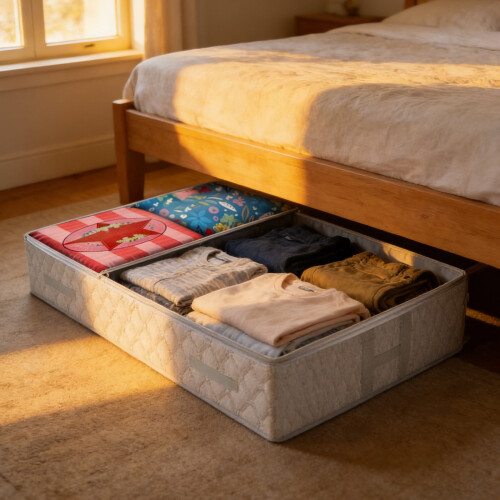 Foldable Under-Bed Storage Box with Clear PVC Window 1